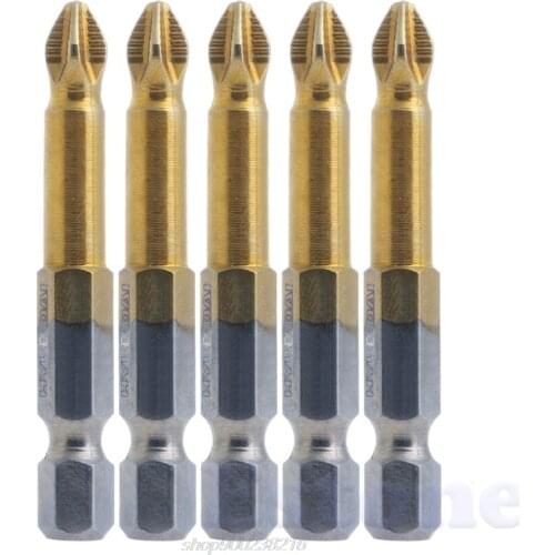5Pcs Titanium Coated 1/4" Hex Shank PH2 50mm Anti Slip Electric Screwdriver Bits J29 21 Dropshipping