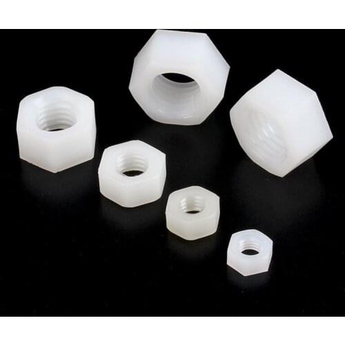50Pcs White M2 M2.5 M3 M4 M5 M6 M8 PA66 Nylon Hex Nut Hexagon Plastic Hex Nuts