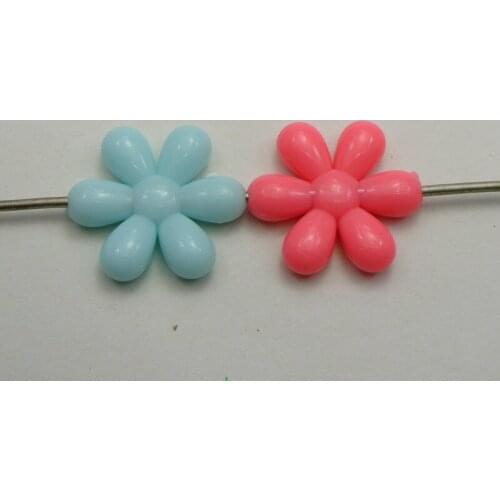 50 Mixed Pastel Color Acrylic Flower Beads Charms 25mm