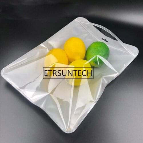 500pcs White Clear Self Seal Zipper Resealable Plastic Retail Packaging Poly Bag With Hang Hole for Tablet Case Cover