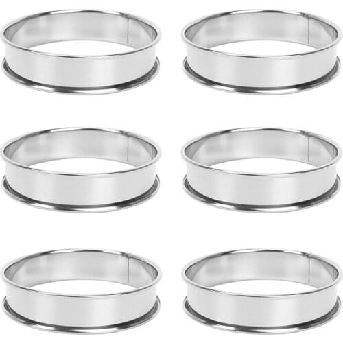 6 PCS Cooking Round Cake Ring Mold, Stainless Steel Muffin Tart Rings, Metal Molds Double Rolled Crumpet Circular Pastry