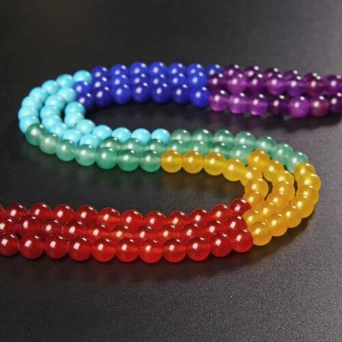 7 Chakra Natural Mixed Beads Round Turquoise Agat Stone Beads for Jewelry Making DIY Yoga Bracelet Healing Reiki Energy Jewelry