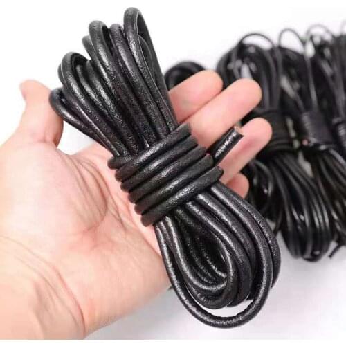 Free shipping black colour cow hide rope DIY material bracelet necklace jewelry rope