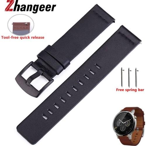 Quick Release For Samsung Gear S3 Moto360 Second Genuine Leather Strap Top Layer Cowhide Stitch Needle Watch Band 18/20/22/24mm