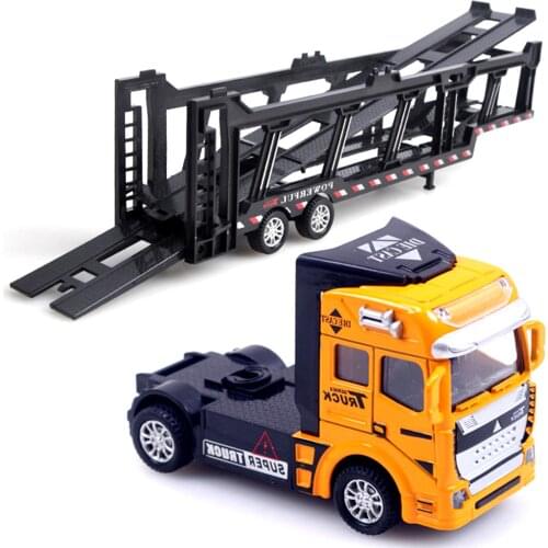 Children Pull Back Alloy Simulation Trailer Supporting Ladder Model Toy Gift