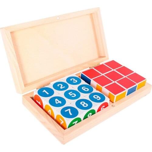 Children Wooden Square Cubes Building Blocks Mathematical Thinking Teaching Aids for Preschool Kids Toddlers Educational Gifts