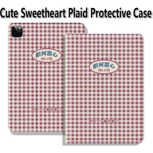 For Ipad 10.2 9.7 Pro 11 12 9 Mini 4 5 Air 4 3 Case 2020 Retro Plaid Cute Sweetheart with Pen Slot Protective Shell