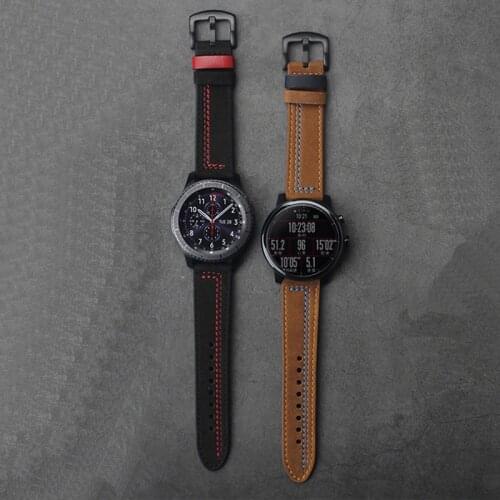 For Samsung Galaxy Watch 46mm 42mm Newest Retro Leather Watch Band Strap GearS3 Bands Huawei GT1/2 46mm 42mm GT2E Huami Strap