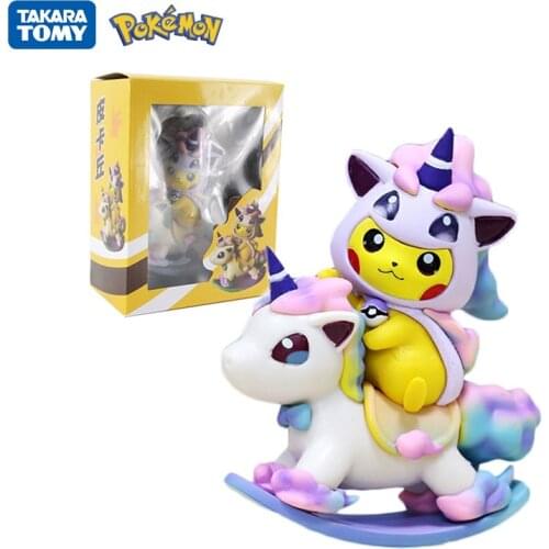 Pokemon 12CM Pikachu anime doll model Kawaii Q version doll boxed movable rocking horse Action Figures Toys for Children Gifts