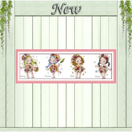 Flower girl beautiful angel painting counted printed on canvas DMC 11CT 14CT Chinese Cross Stitch kits embroidery needlework Set