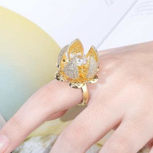 New Flower Rings High Quality Rings Iced Cubic Zirconia Fashion Hip Hop Charm Jewelry Gift For Women Adjustable