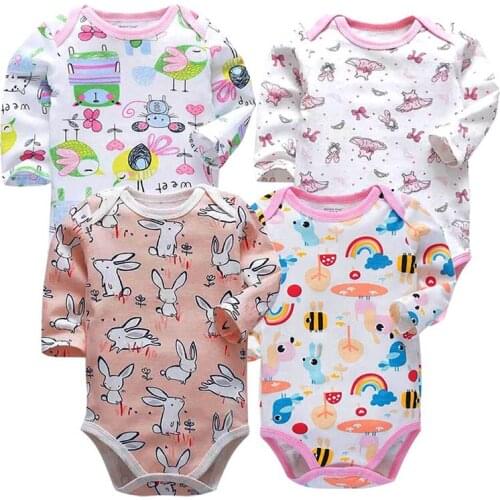 Baby Girl Clothes Sets Newborn Bodysuits Long Sleeve Infant girls Pajamas Cotton 4 pcs 0-24 Months Girls Jumpsuit kids clothing