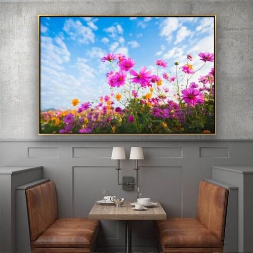 Red poppy canvas wall art summer garden poster home decorative living room wall picture