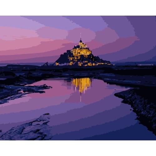 MaHuaf-j242 France castles landscapes DIY oil painting by numbers for living room wall