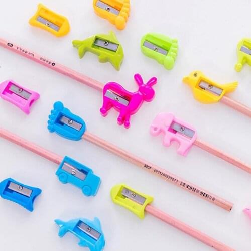 Cute Mini Pencil Sharpeners Animal Car Bird Elephant Fish Dolphin Footprint Donkey Kids Toy School Office Supplies Stationery