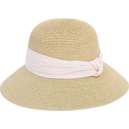 Fashion WomenS Cap Summer Hat Straw Beach Dome Sun Hats Paper Sun Visor Luxry Ladies Caps WIth Ribbon 6 Colors