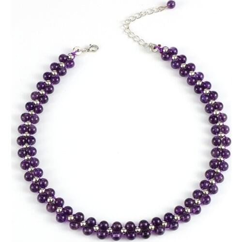 Fashion Women Natural Stone Choker Necklace Double Layer Top Grape Crystal Onyx Beads Necklaces Collar Statement Party Chain