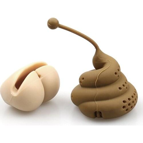 Spoof Creative Poop Interesting Herbal Tea Bag Reusable Coffee Poo Shape Filter Diffuser Food Grade Silicone Tea Accessories Set
