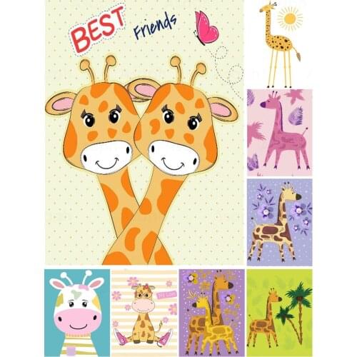 Animals Cartoon Giraffe 5D Diy Full Square and Round Diamond Painting Embroidery Cross Stitch Kit Wall Art Home Kid Room Decor