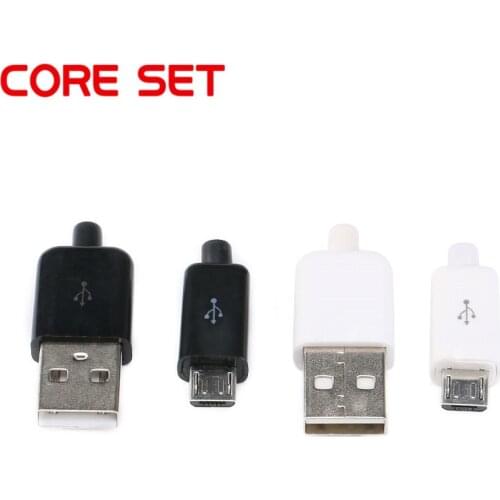 10PCS DIY Micro USB 2.0 Male Plug Connectors Kit w/ Covers Black White 5P Data Line Accessories Interface 4/3 In 1 Welding 5 PIN