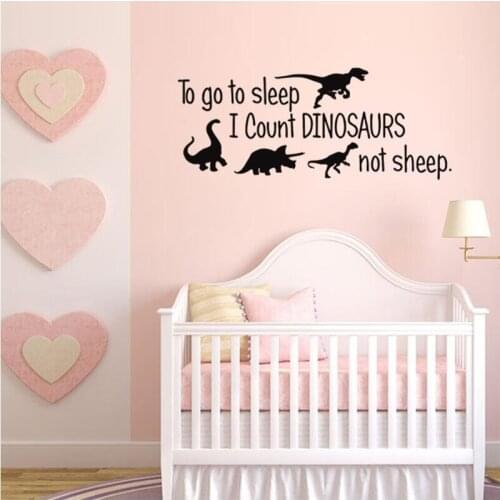 To Go To Sleep Dinosaurs Wall Stickers Quotes Animals Wall Decal for Kids Rooms Nursery Wall Decor Living Room Wall Art B167