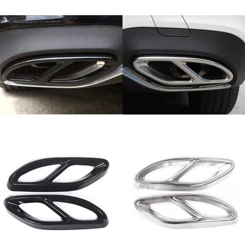 Pair Stainless Steel Car Tail Throat Trim Frame Cover For Mercedes Benz A B C E Class GLC GLE GLS W176 W166 X166 W205 2015-2019