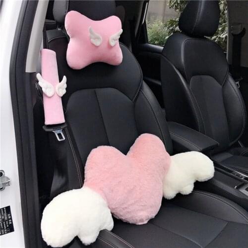 Lovely Anime Pink Moon Card Captor Sakura Soft Plush Stuffed Car Pillow Seat Belt Bone Shape Neck pillow Back Cushion Headrest
