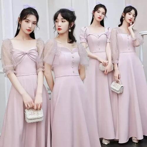Bridesmaids Dresses Boat-Neck Sequined A-Line Pearls Tulle Floor-Length Off The Shoulder Vintage Women Wedding Party Gown E486