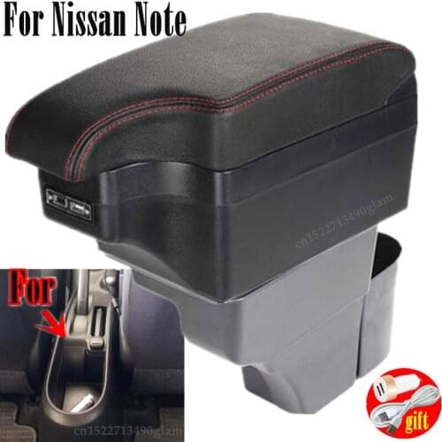 For Nissan Note Armrest Box USB Charging Heighten Double Layer Central Store Content Cup Holder Ashtray Accessories 16-18