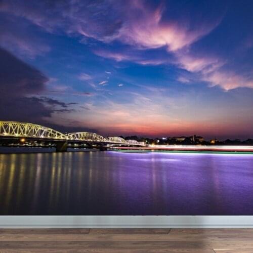 Dropship Colomac Custom Mural Wallpaper Dusk Night Scene Sunset Sky Red Wall Wallpaper Decoration Mural Papel Tapiz Para Pared