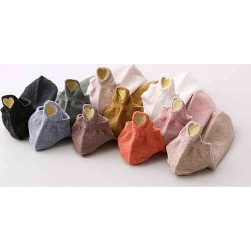 SALE! 4 Pairs Lot New Heart Socks Women Cotton Ankle Short Cute Kawaii Low Tube Fashion Love Pattern Embroidery Socks Pack 2021