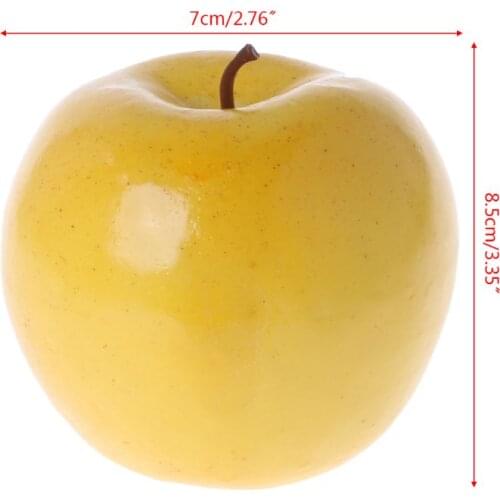 Realistic Lifelike Artificial Fruit Apple Bright Yellow Color Kitchen Fake Display Food Decor Craft--Y142