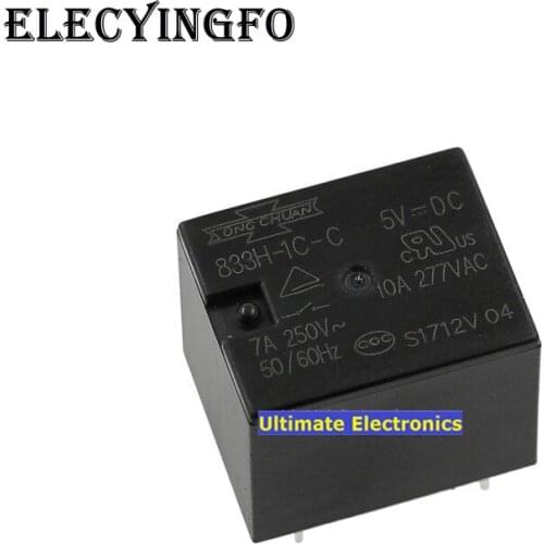 10pcs 833H-1C-C 5vdc 7a 5feet one open one closed T73 relay