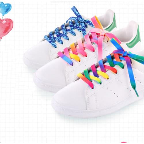 Unisex Flat Shoelaces Sneaker Shoe Laces Strings Colorful Rainbow Print Bootlaces Boot Lace Shoes Rope Tie 80/100/120/150cm