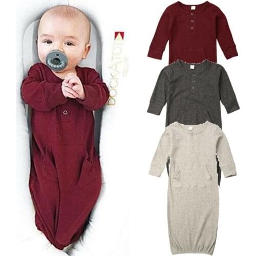 Organic Cotton Sleeping Blanket Newborn Baby Wrap Infant Kids Sleeping Bag New Solid Color Long-sleeved Childrens Home Clothes