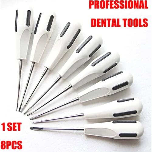 8pcs/set Stainless Steel Dental Elevator Curved Root Minimally Invasive Tooth Extraction Dentistry Lab Dentist Equipment Tools