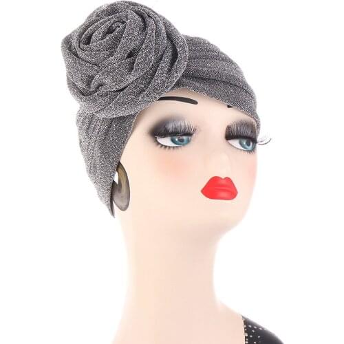 Fashion Summer Turban Cap Rose Flowers Bonnet Muslim Turban Hijab Femme Head Wraps Islamic Headwear Clothing India Hat