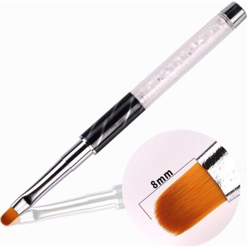 UV Gel Acrylic Nail Art 3D Design 8mm Round Head Brush Pens Tools Kit Ombre Rhinestone Nail Painting Drawing Liner Dust Brush