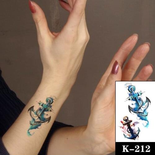 Anchor Waterproof Temporary Tattoo Sticker Black Wolf Spider Totem Arrow Roses Fake Tattoos Flash Tatoos Hand Body Art Women Men