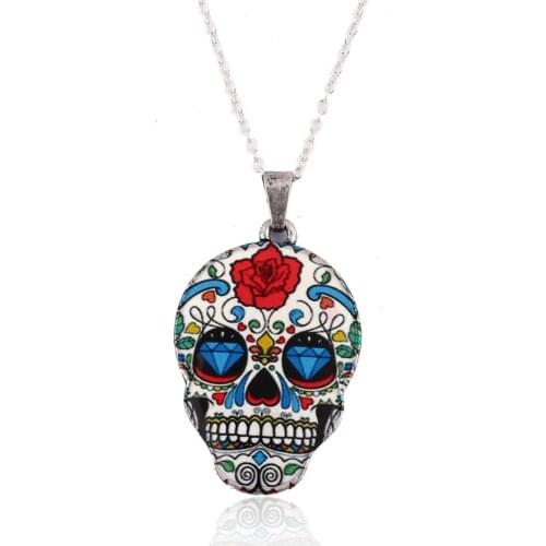 SMJEL New Fashion Vintage Skeleton Pendant Necklace Women Skull Necklace Choker Party Halloween Decoration Gifts collier femme