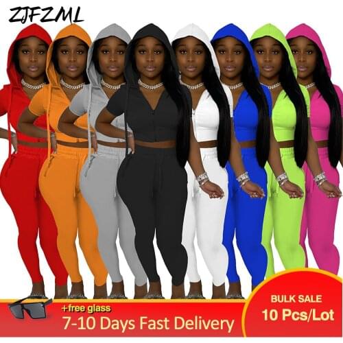 Wholesale Bulk Items Lots Women Tracksuit Jogging Suit Fashion Hooded Zipper Jacket+tight Pant Legging Fall Clothing 2 Pcs Set