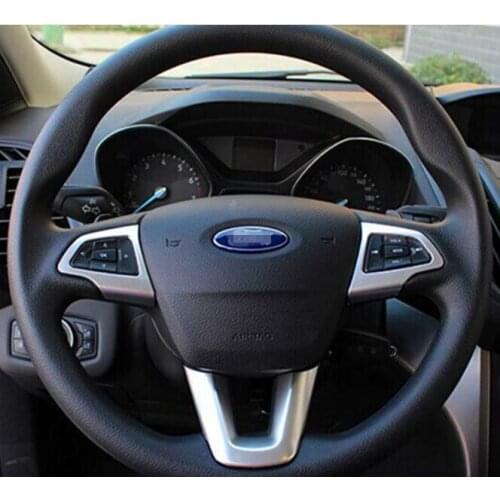 1 PC Luxurious ABS Chrome Car Interior Steering Wheel Decorative Cover Trims For Ford Kuga 2017 Car Styling Accessories