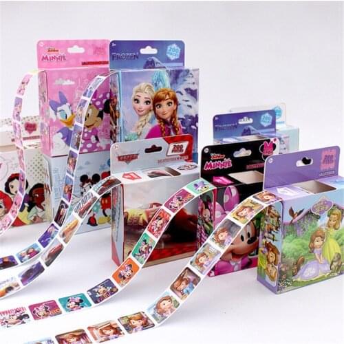 200 Sheets In a Box Disney Cartoon Stickers Frozen 2 Elsa Anna Mickey Mouse Disney Princess Cars Children Removable Sticker Toys