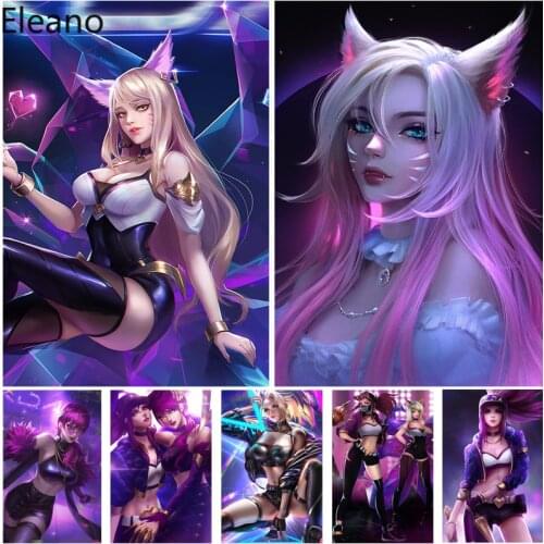 3D Sexy Girls KDA Game Anime Posters Lienzos Cuadros Decorativos Cartoons Woman Canvas Painting Bedroom Wall Modern Art Picture