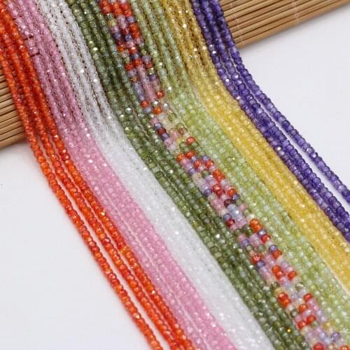 Fine Natural Gemstone Beads Shiny Small Faceted Zircon String Bead for Jewelry Making Handmade Women Bracelet Necklace Gifts
