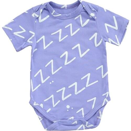 Infant Girls Boys Bodysuits, Cute Letter Z Print Short Sleeve Round Neck Casual Jumpsuits