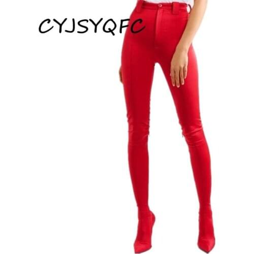 CYJSYQFC Brand Desgin Two In One Pants Women Boots Fashion Pointed Toe Elastic Sock Boots Large Size Sexy Thin Heels Lady Boots
