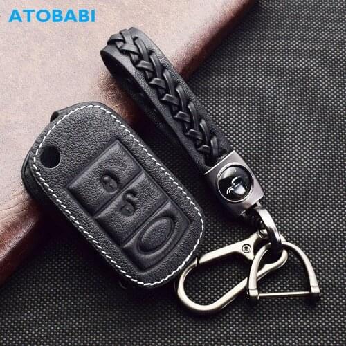 ATOBABI Leather Car Key Case For Land Rover Discovery 3 Sport Vogue Range Rover EWS LR3 Flip Remote Control Fobs Protector Cover