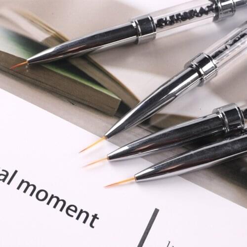 Black Double Head Crystal Handle Drawing Brush Liner Brush Painting Pen Gel Polish Crystal Nail Art Manicure Tools