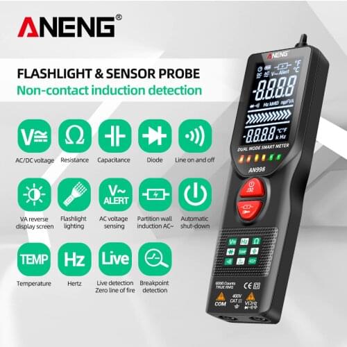 ANENG AN998 Digital Multimeter Automatic Non-Contact Tester Digital NCV Tester AC/DC Voltage Voltmeter Ammeter Testing Device